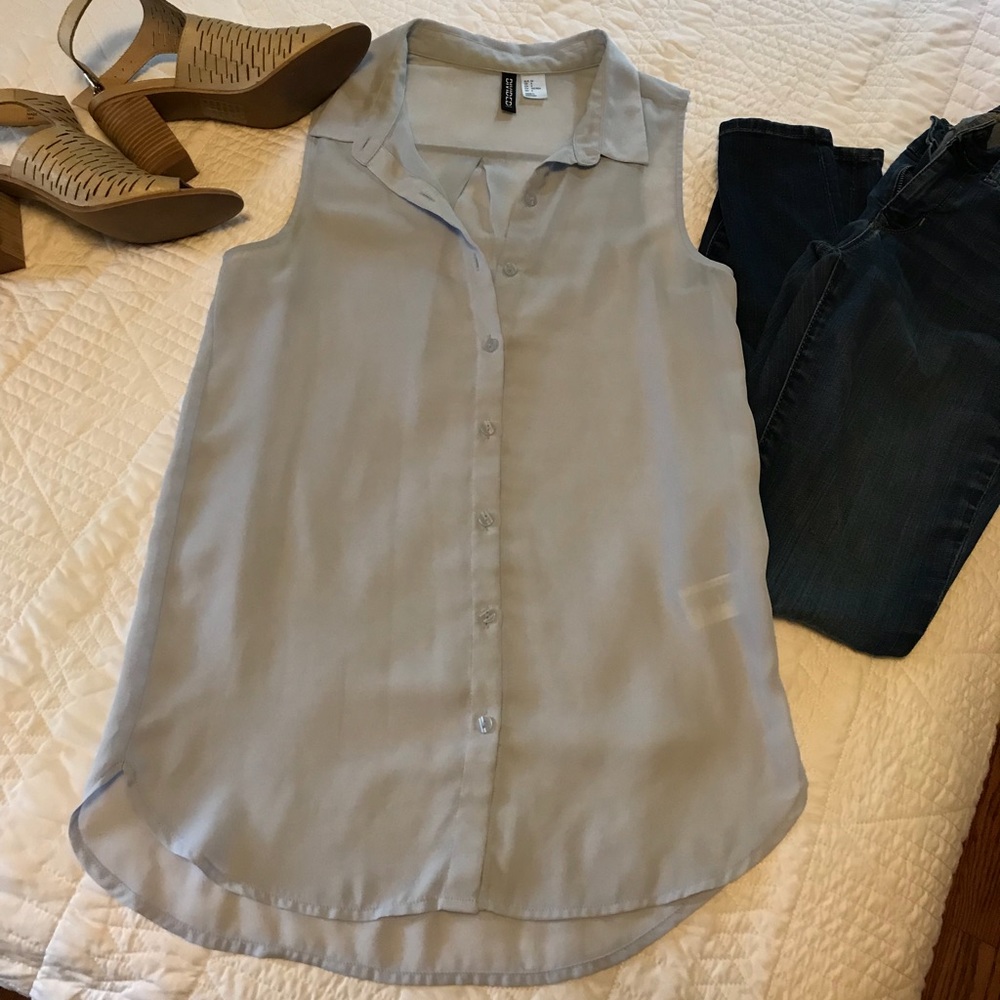 H&M Divided Light Blue Button-up Tunic